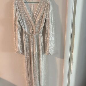 White with silver sequins pantsuit